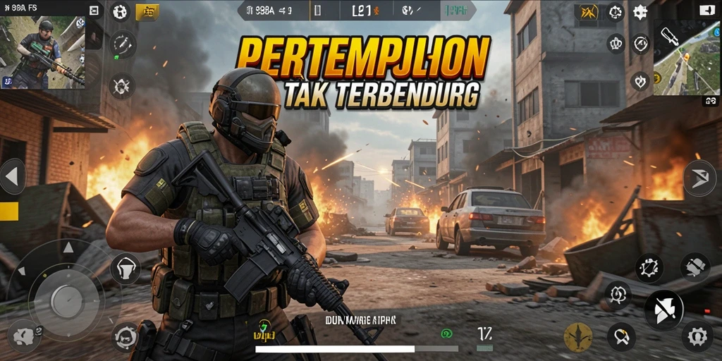 Screenshot dari gameplay menegangkan dalam 898A yang penuh aksi FPS.