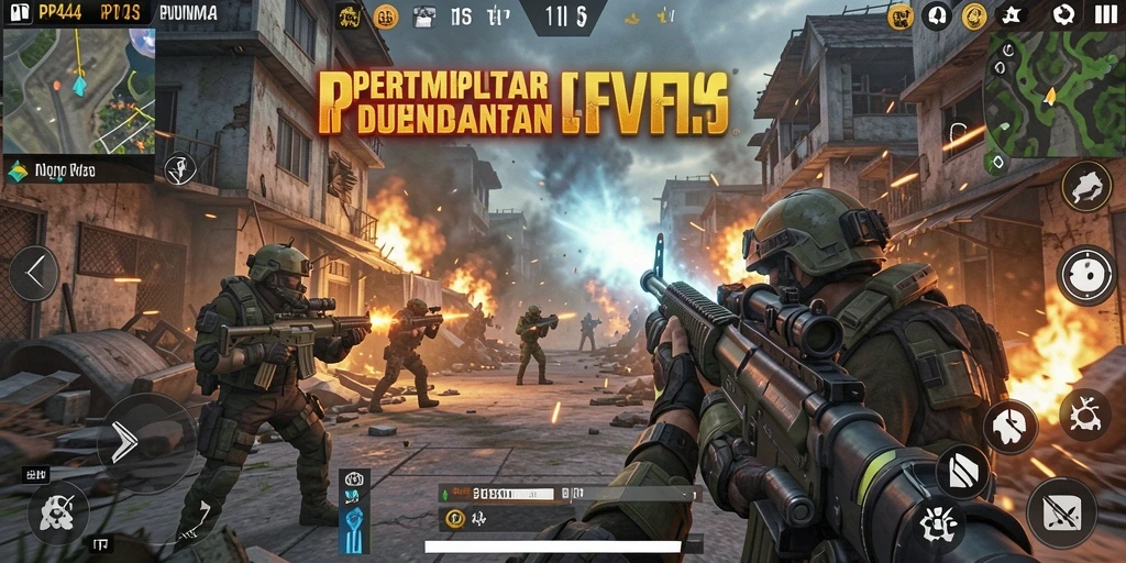 Screenshot gameplay menunjukkan aksi tembak-menembak seru di PP444.