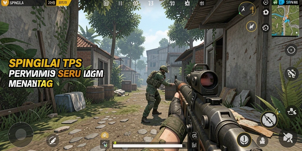 Screenshot utama SPINGILA menampilkan aksi pertarungan yang mendebarkan.