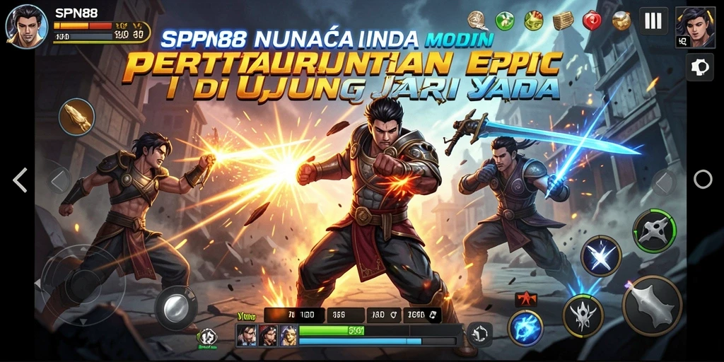 Tangkapan layar utama SPN88 menampilkan aksi pertarungan yang intens.